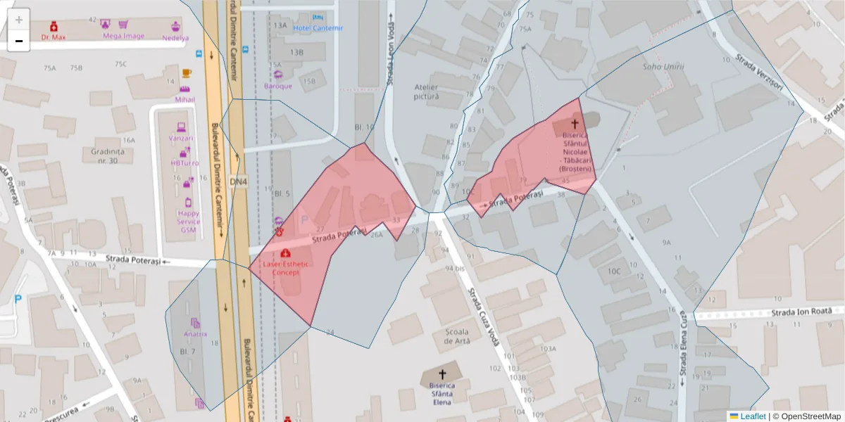 Hartă a codului poștal  și a codurilor poștale învecinate