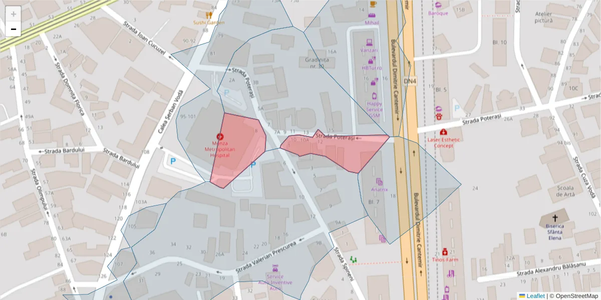 Hartă a codului poștal  și a codurilor poștale învecinate