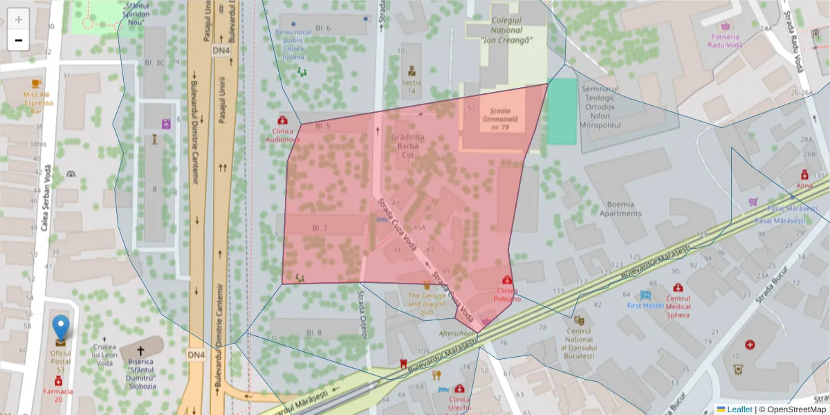 Hartă a codului poștal  și a codurilor poștale învecinate