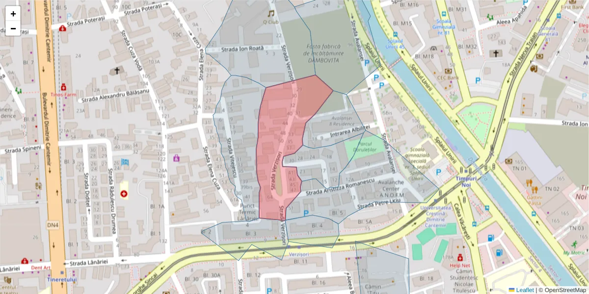 Hartă a codului poștal  și a codurilor poștale învecinate