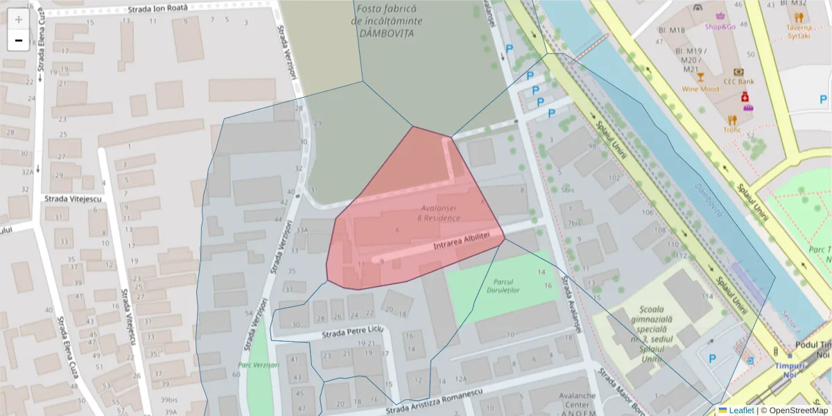 Hartă a codului poștal  și a codurilor poștale învecinate