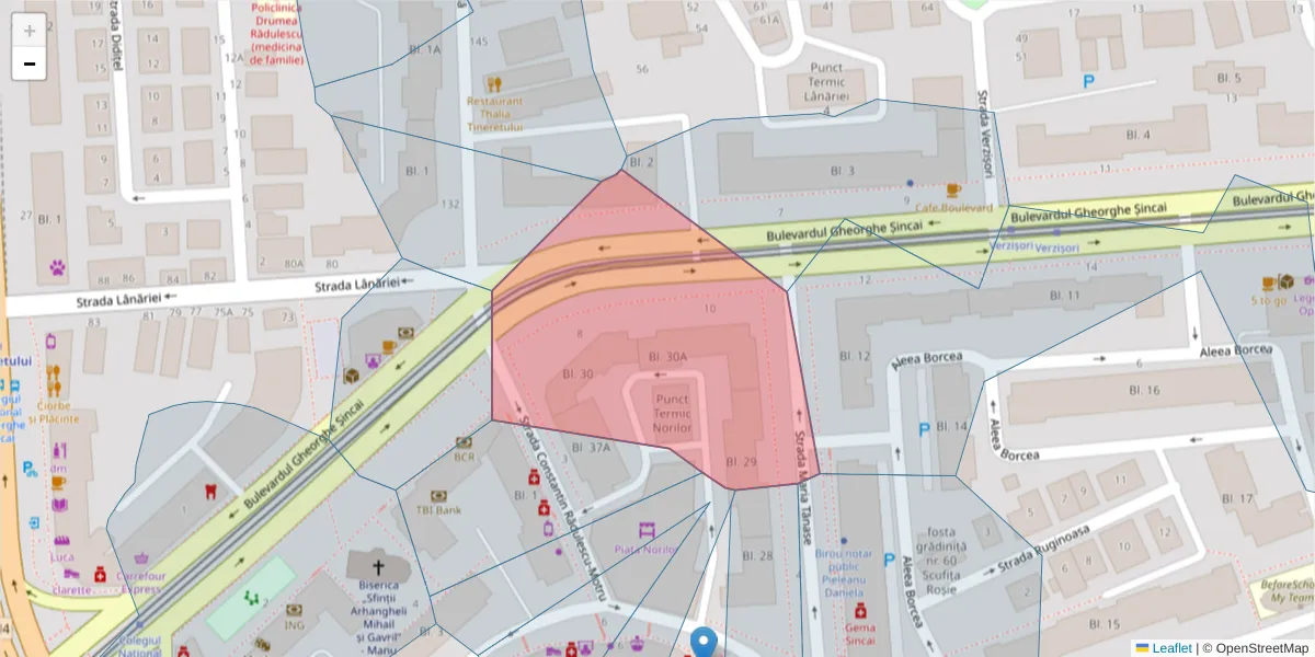 Hartă a codului poștal  și a codurilor poștale învecinate