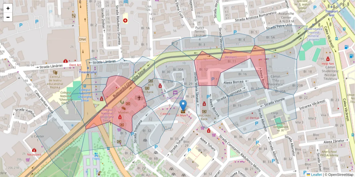 Hartă a codului poștal  și a codurilor poștale învecinate