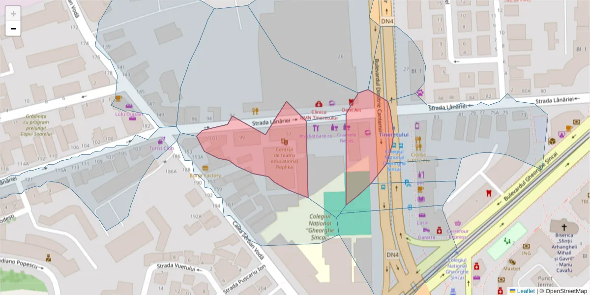 Hartă a codului poștal  și a codurilor poștale învecinate