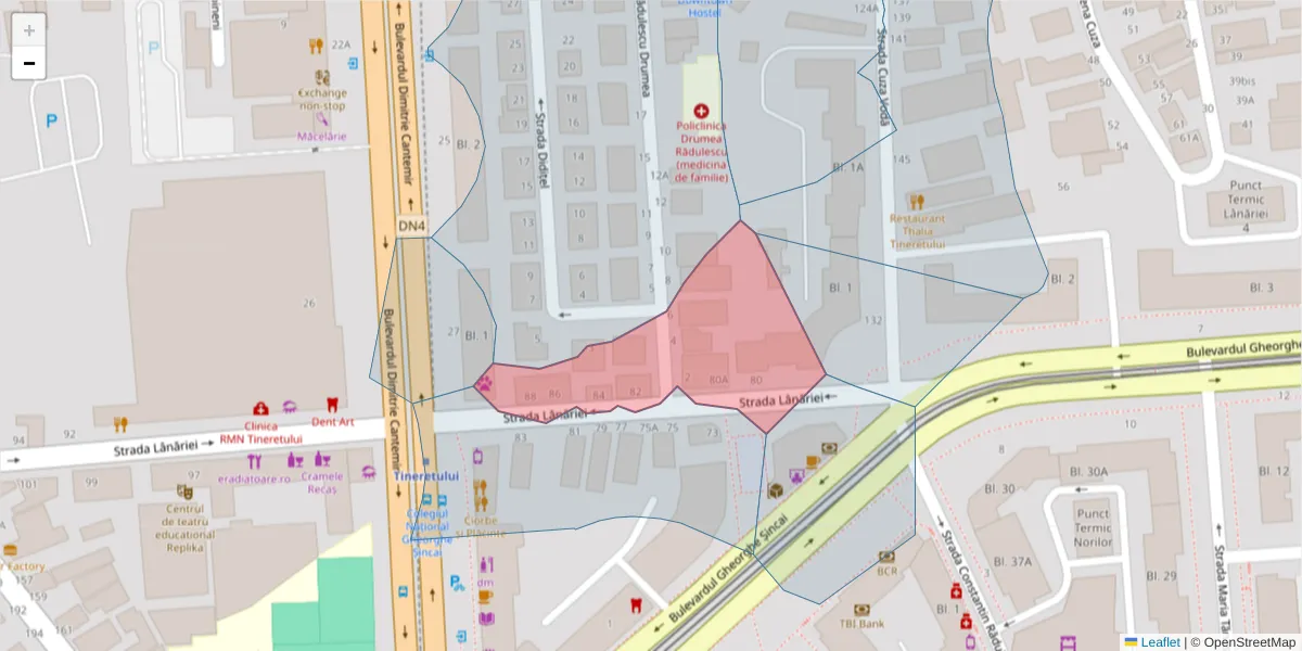 Hartă a codului poștal  și a codurilor poștale învecinate