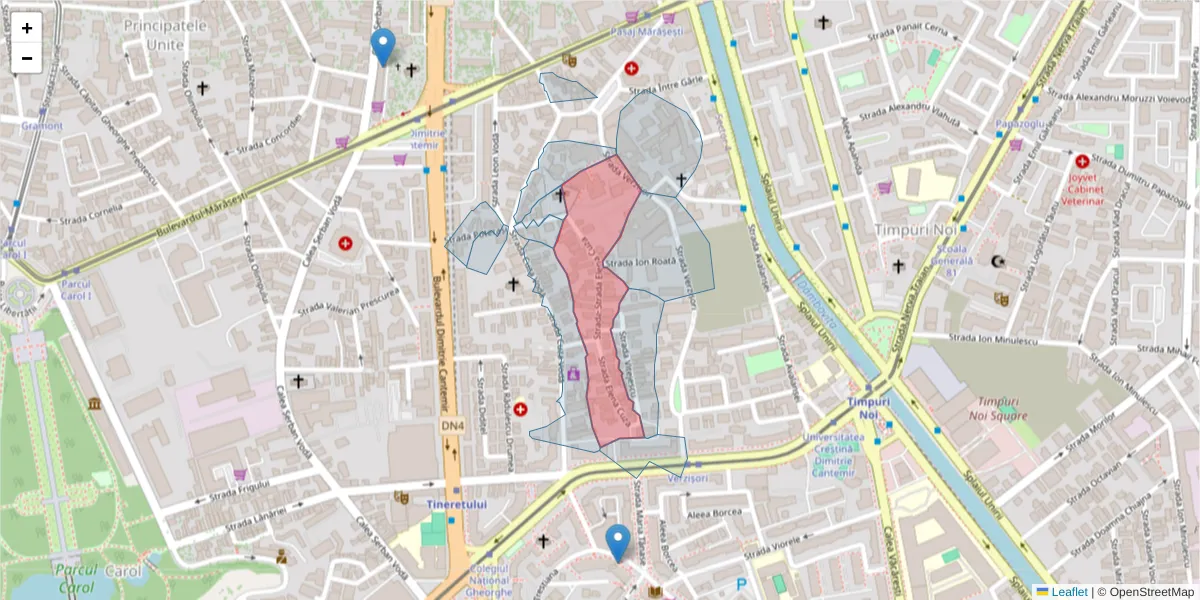 Hartă a codului poștal  și a codurilor poștale învecinate