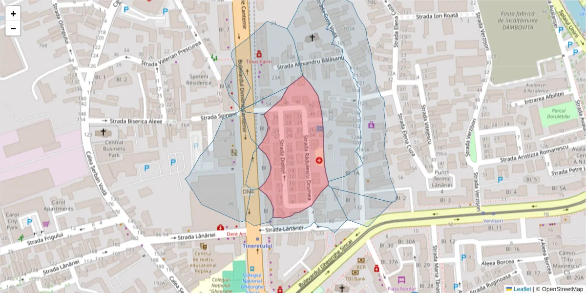 Hartă a codului poștal  și a codurilor poștale învecinate