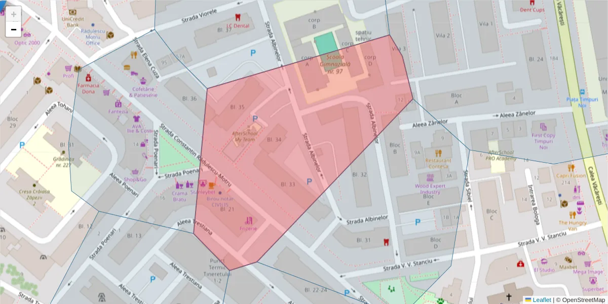 Hartă a codului poștal  și a codurilor poștale învecinate