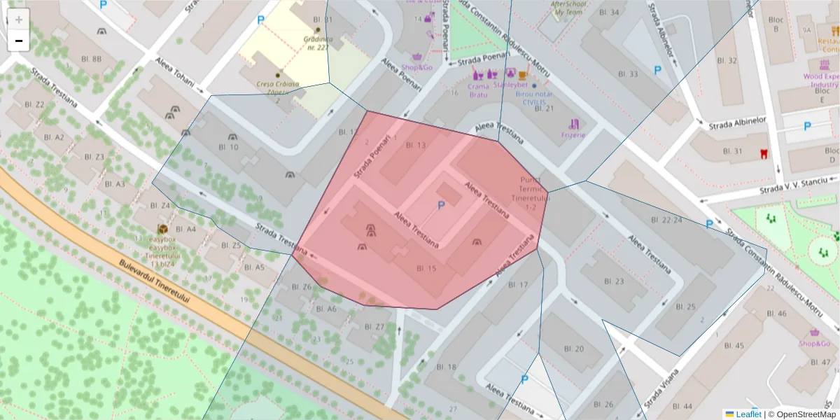 Hartă a codului poștal  și a codurilor poștale învecinate