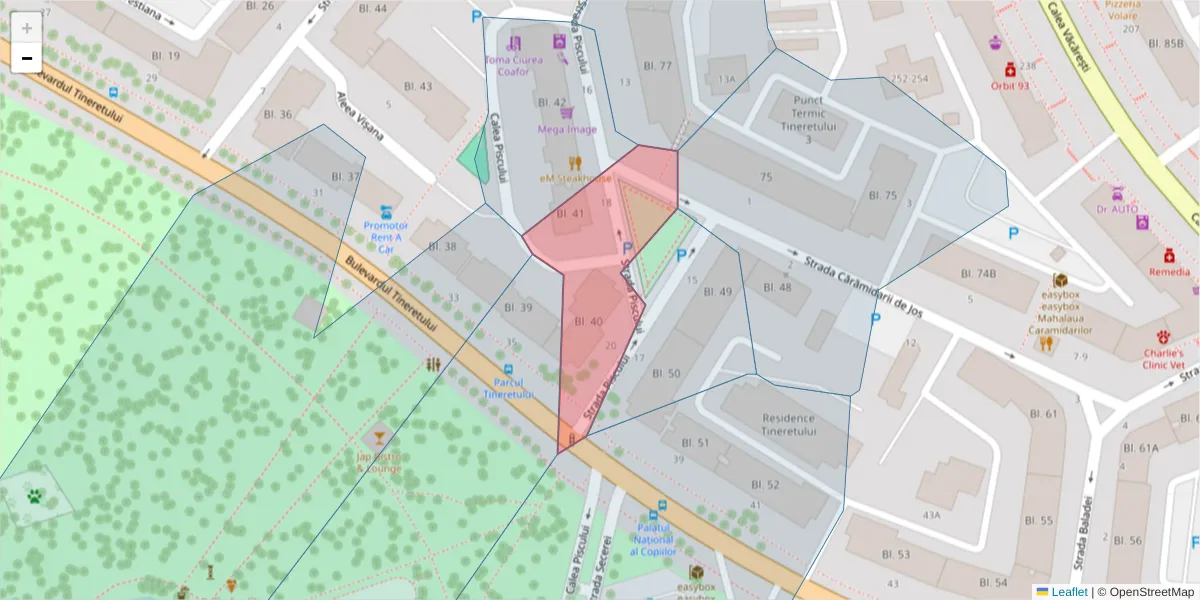 Hartă a codului poștal  și a codurilor poștale învecinate