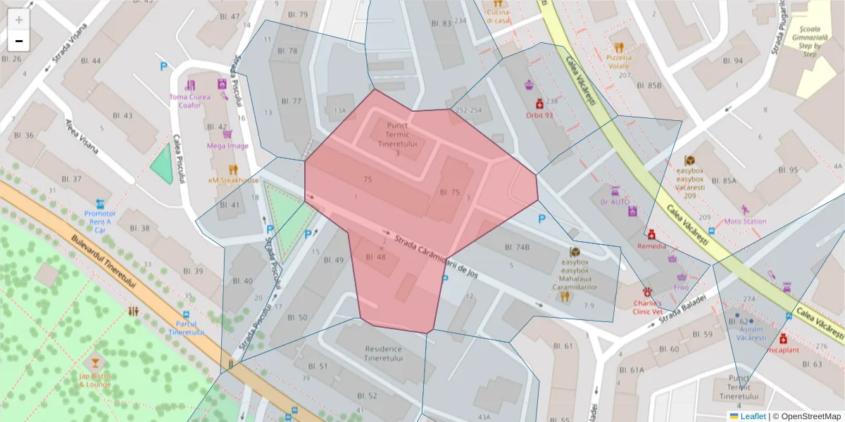 Hartă a codului poștal  și a codurilor poștale învecinate