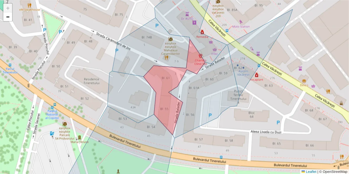 Hartă a codului poștal  și a codurilor poștale învecinate