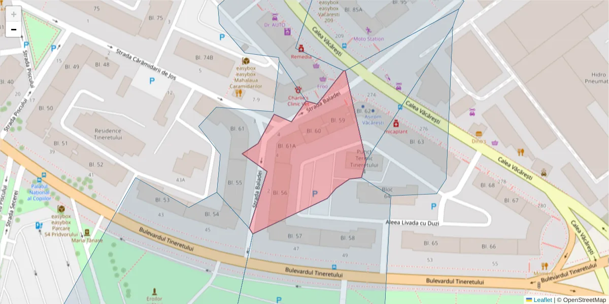 Hartă a codului poștal  și a codurilor poștale învecinate