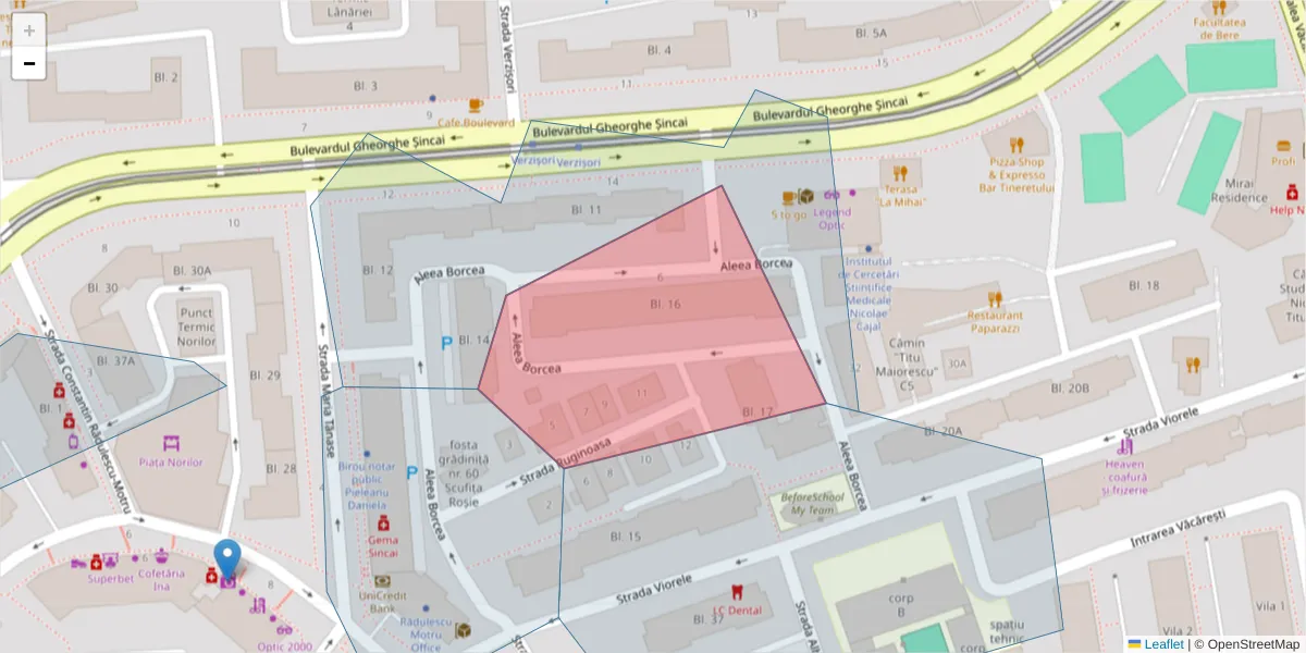 Hartă a codului poștal  și a codurilor poștale învecinate