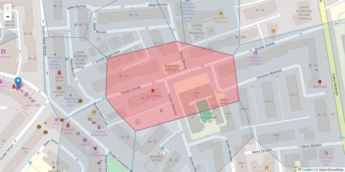 Hartă a codului poștal  și a codurilor poștale învecinate