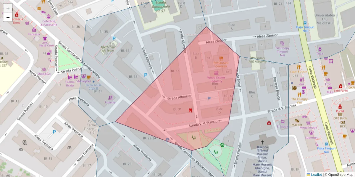 Hartă a codului poștal  și a codurilor poștale învecinate