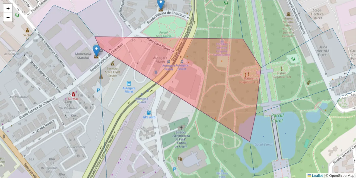 Hartă a codului poștal  și a codurilor poștale învecinate