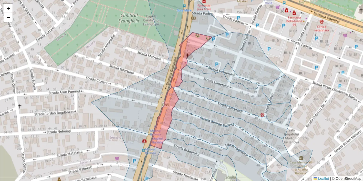 Hartă a codului poștal  și a codurilor poștale învecinate