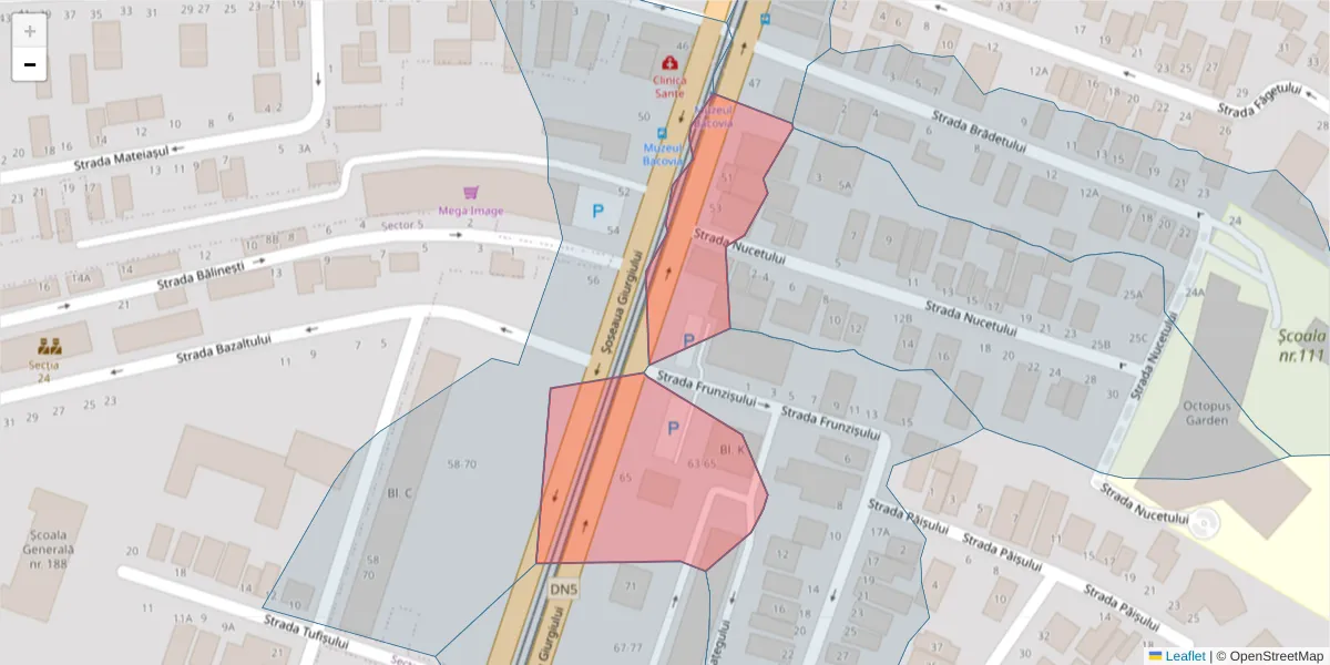 Hartă a codului poștal  și a codurilor poștale învecinate