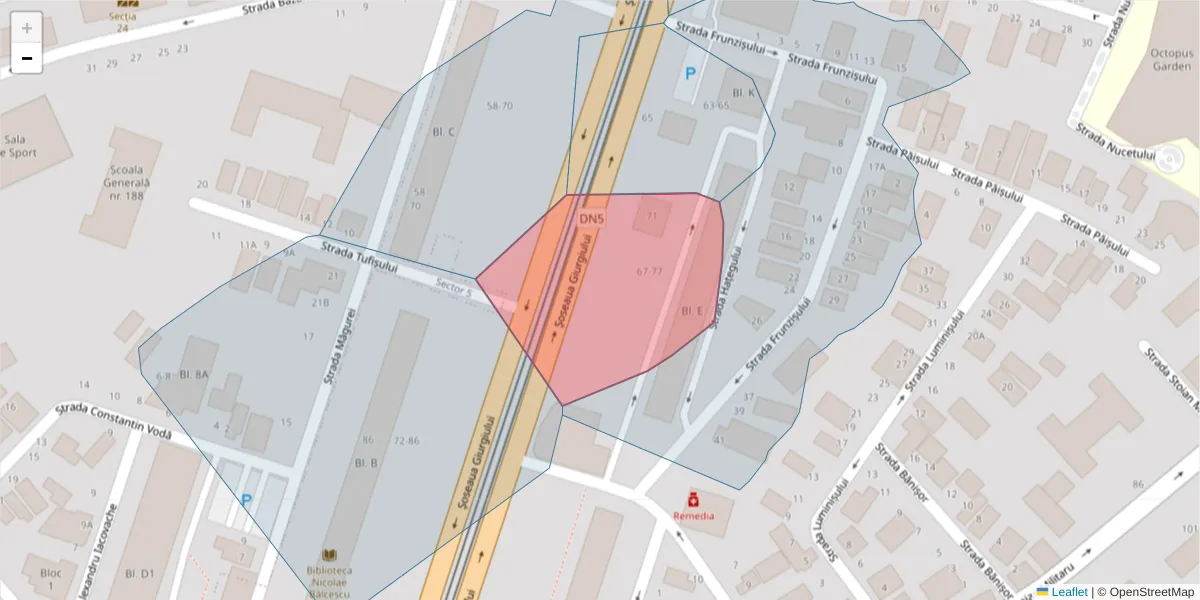 Hartă a codului poștal  și a codurilor poștale învecinate