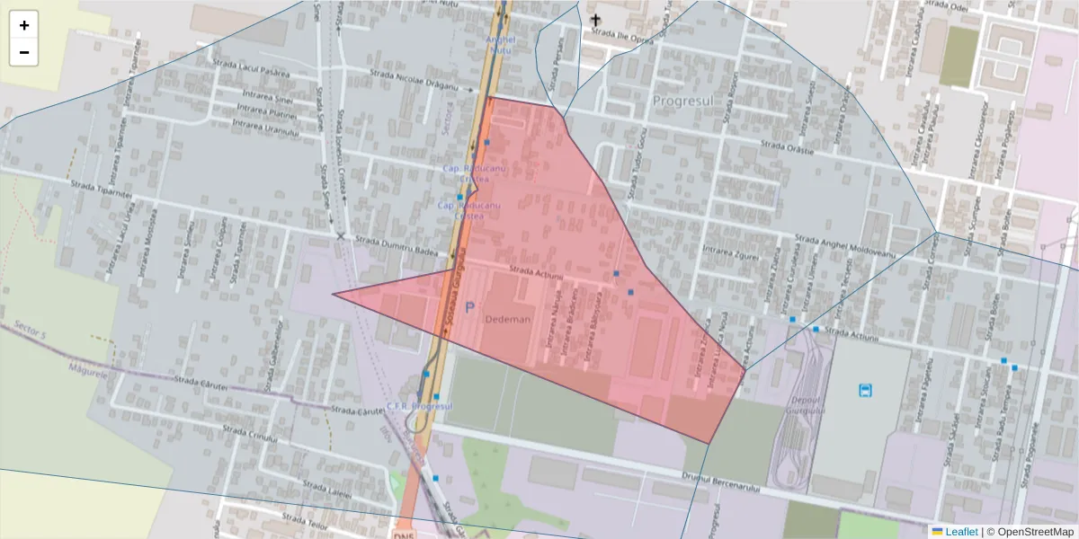 Hartă a codului poștal  și a codurilor poștale învecinate