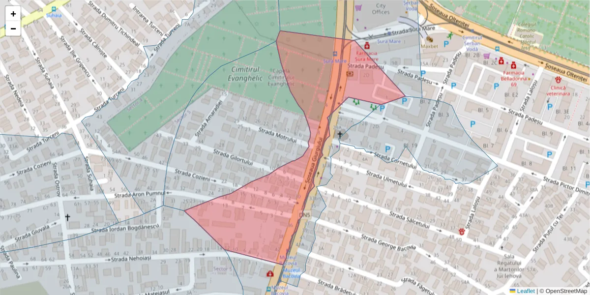 Hartă a codului poștal  și a codurilor poștale învecinate
