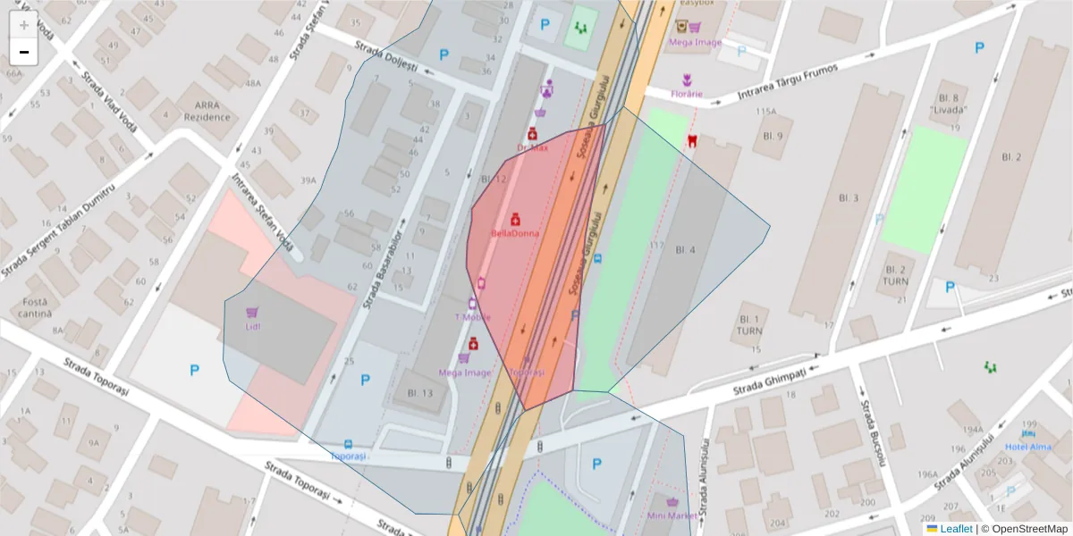 Hartă a codului poștal  și a codurilor poștale învecinate