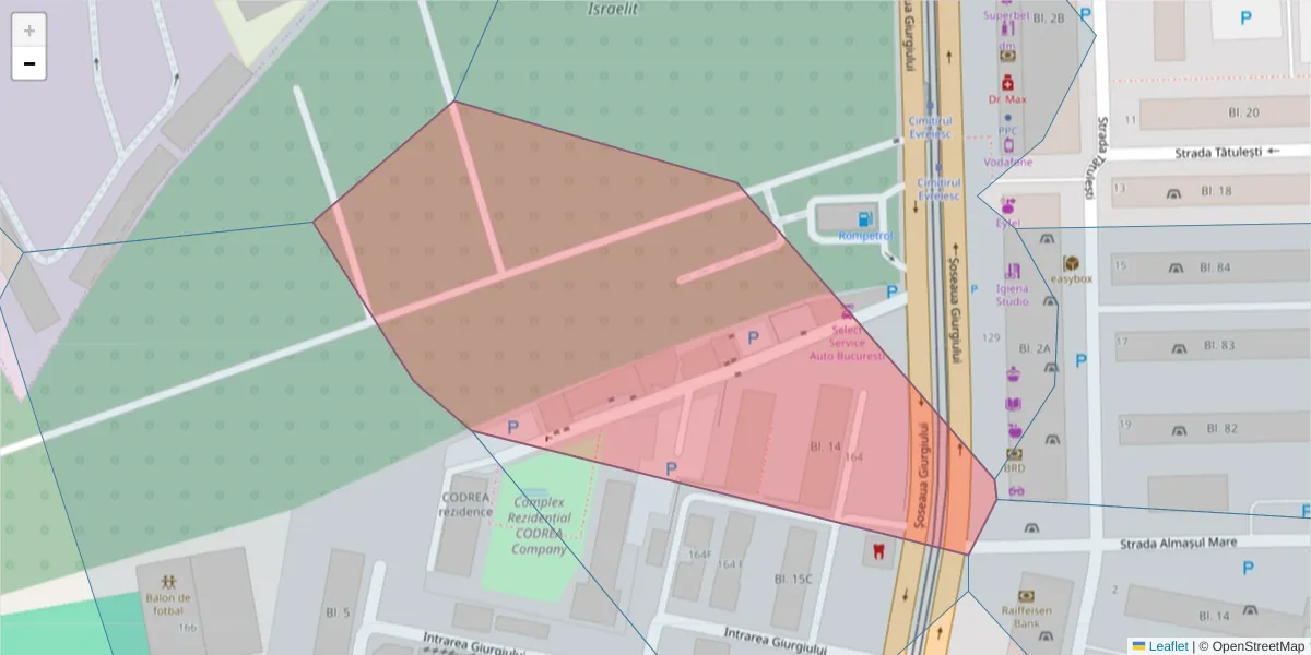 Hartă a codului poștal  și a codurilor poștale învecinate