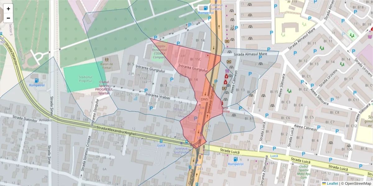Hartă a codului poștal  și a codurilor poștale învecinate