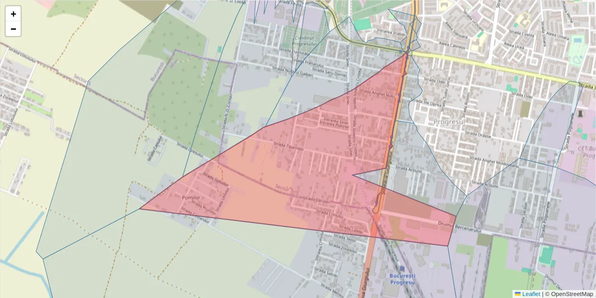 Hartă a codului poștal  și a codurilor poștale învecinate