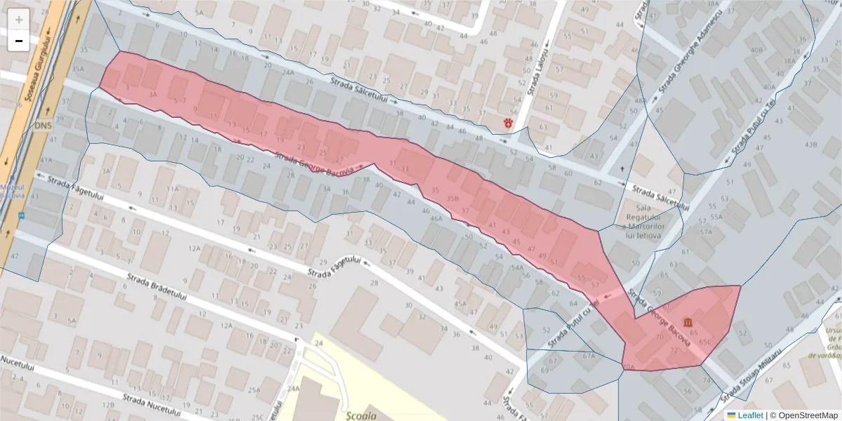 Hartă a codului poștal  și a codurilor poștale învecinate