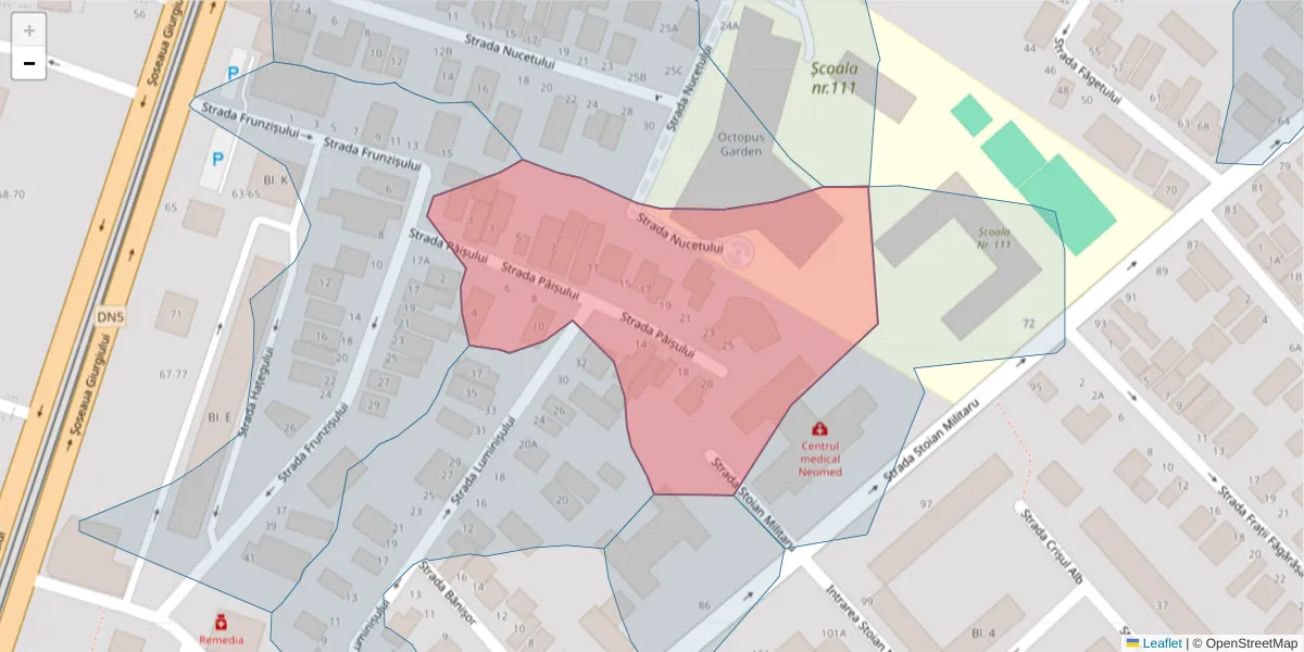 Hartă a codului poștal  și a codurilor poștale învecinate