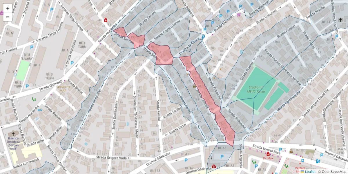 Hartă a codului poștal  și a codurilor poștale învecinate