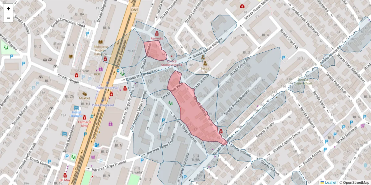 Hartă a codului poștal  și a codurilor poștale învecinate