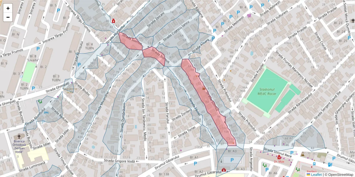 Hartă a codului poștal  și a codurilor poștale învecinate