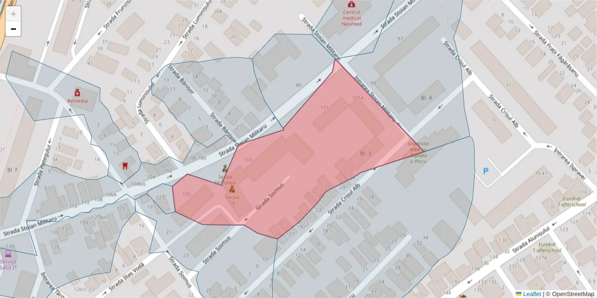 Hartă a codului poștal  și a codurilor poștale învecinate