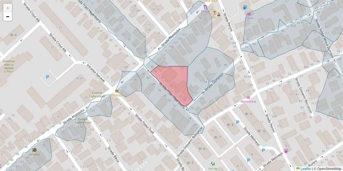 Hartă a codului poștal  și a codurilor poștale învecinate