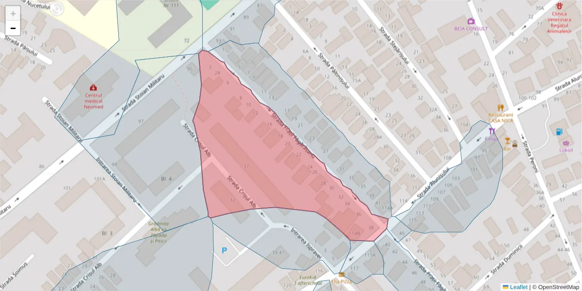 Hartă a codului poștal  și a codurilor poștale învecinate