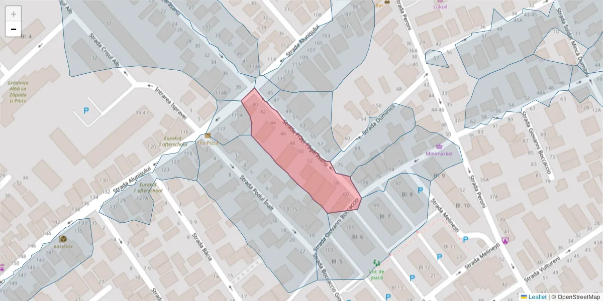 Hartă a codului poștal  și a codurilor poștale învecinate