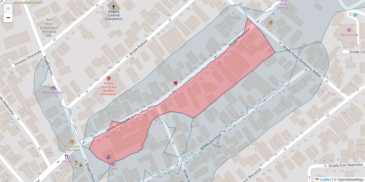 Hartă a codului poștal  și a codurilor poștale învecinate