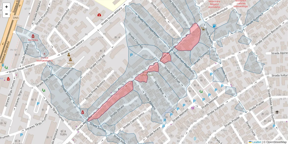 Hartă a codului poștal  și a codurilor poștale învecinate