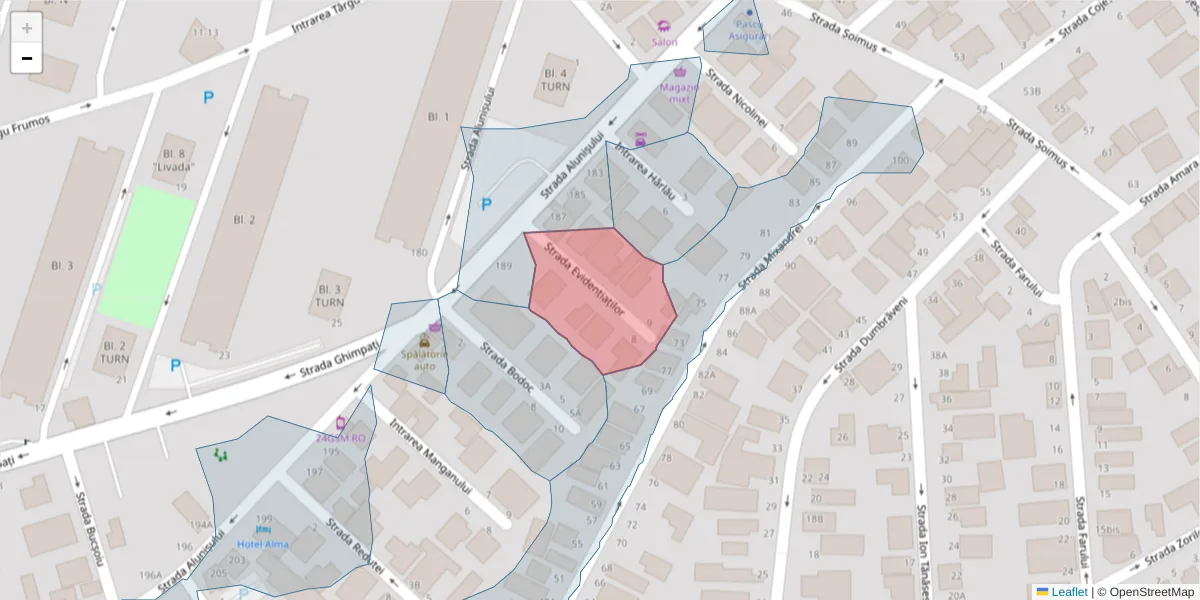 Hartă a codului poștal  și a codurilor poștale învecinate