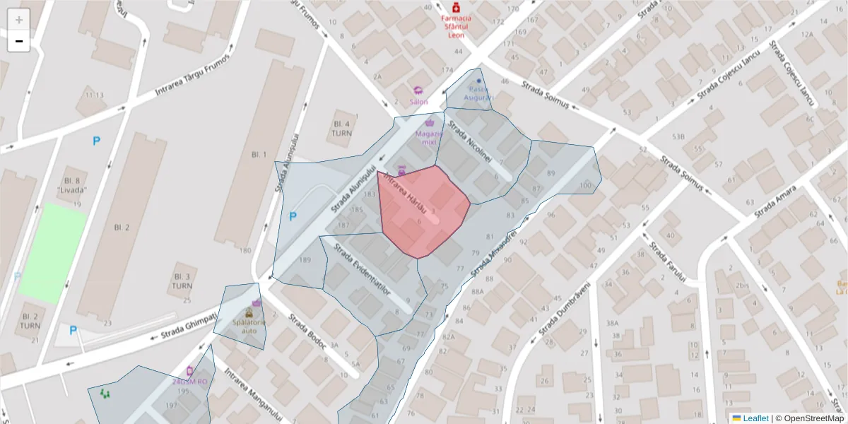 Hartă a codului poștal  și a codurilor poștale învecinate