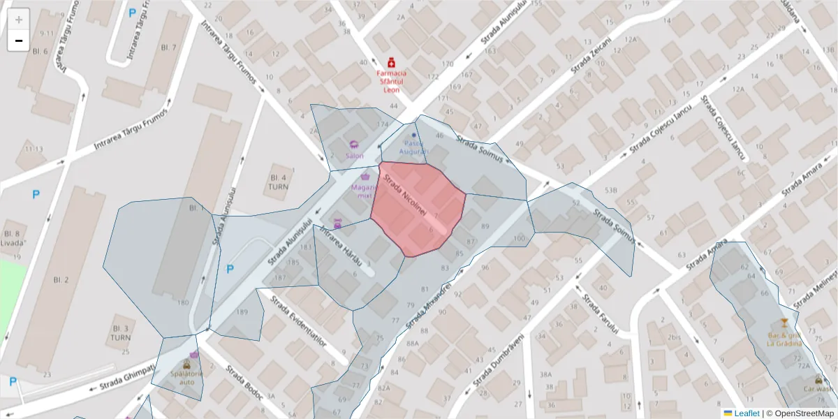 Hartă a codului poștal  și a codurilor poștale învecinate
