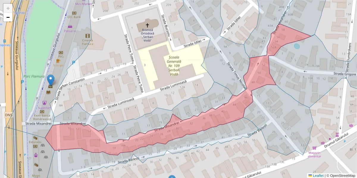 Hartă a codului poștal  și a codurilor poștale învecinate