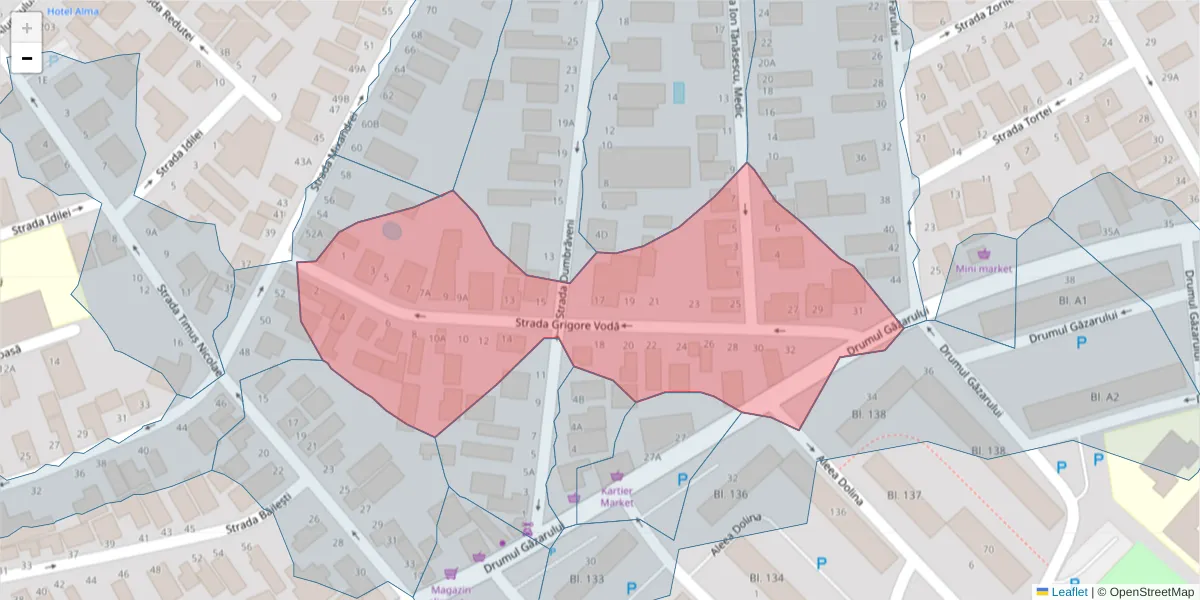 Hartă a codului poștal  și a codurilor poștale învecinate