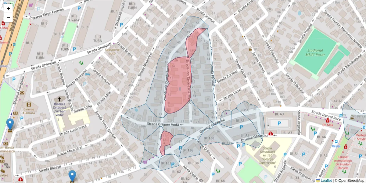 Hartă a codului poștal  și a codurilor poștale învecinate