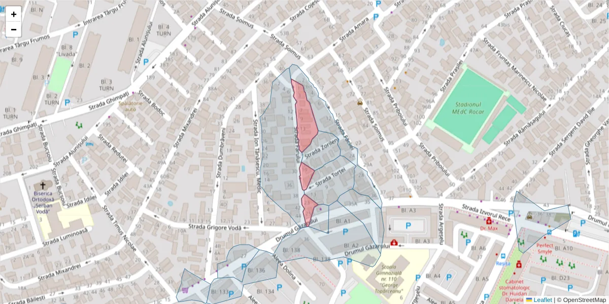 Hartă a codului poștal  și a codurilor poștale învecinate