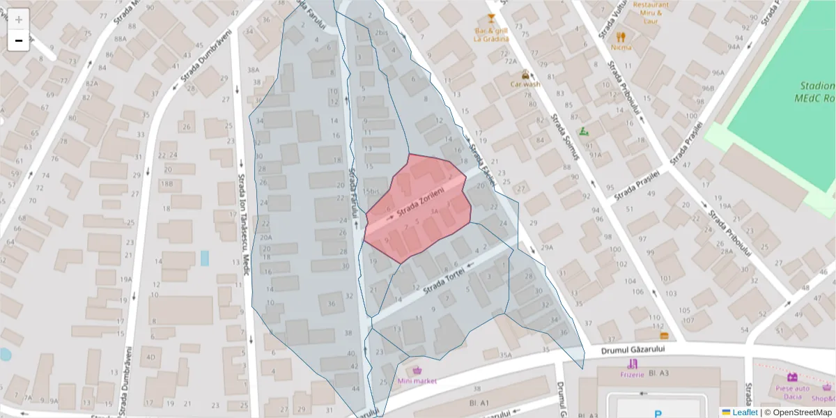 Hartă a codului poștal  și a codurilor poștale învecinate