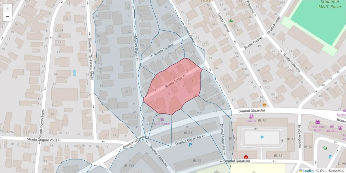 Hartă a codului poștal  și a codurilor poștale învecinate